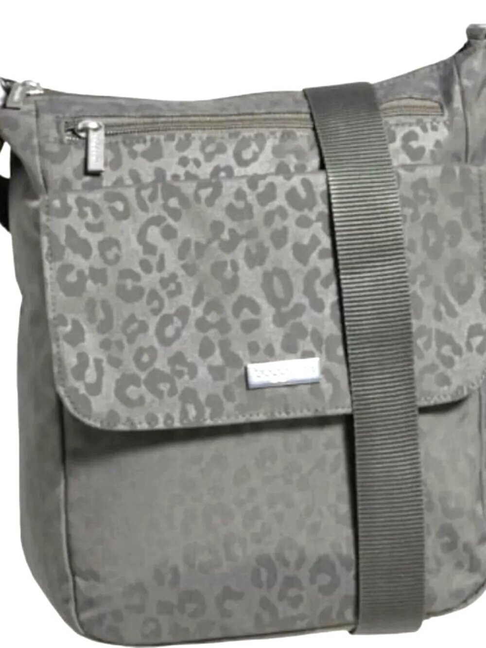 Baggallini Town Bagg Crossbody / Shoulder Bag in Gray on Gray Cheetah Print NWT